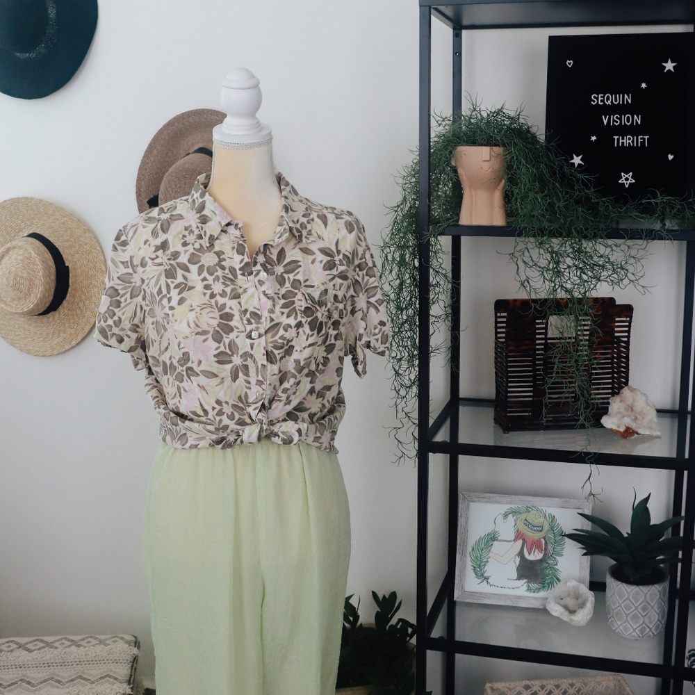 Floral button down top